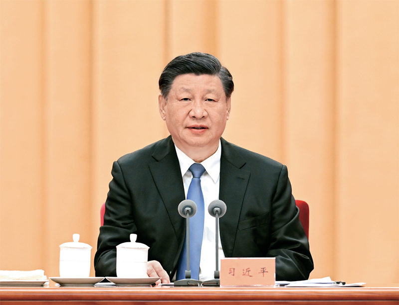 2023年1月9日，中共中央總書記、國家主席、中央軍委主席習(xí)近平在中國共產(chǎn)黨第二十屆中央紀(jì)律檢查委員會第二次全體會議上發(fā)表重要講話。 新華社記者 張領(lǐng)/攝